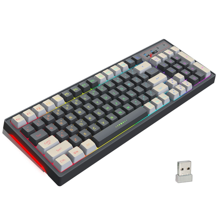 Tastiera wireless 2.4G con copritasti a iniezione bicolore retroilluminati RGB HXSJ L900 Tastiera wireless 2.4G con copritasti a iniezione bicolore retroilluminati RGB HXSJ L900